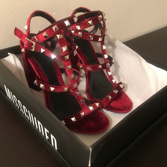 Velvet Gladiator Studded Heels - Picture 3 of 3